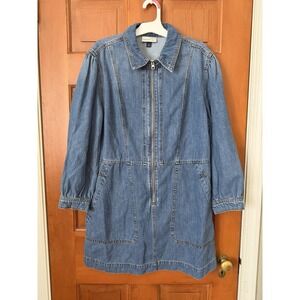 Women's Universal Thread Long Sleeve Zip Up Denim Dress Medium Wash Large NWT